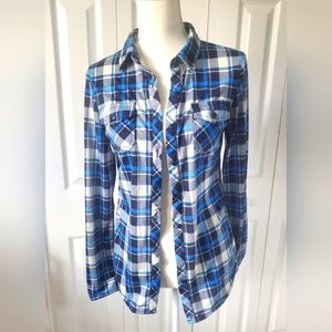 Passport, Plaid Shirt, Blue, Medium